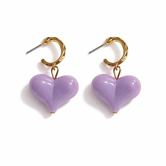 Zara Jewelry - Gold and Purple Heart Earrings